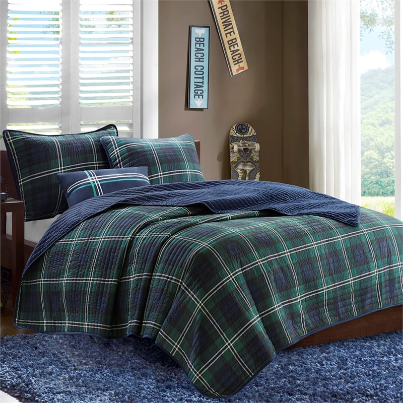 Olliix Intelligent Design Brody Full/Queen Quilt Set Cotton in Blue