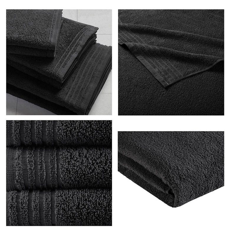 Olliix 510 Design Big Bundle 12-Piece Bath Towel Cotton in Black