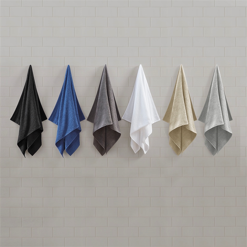 Olliix 510 Design Big Bundle 12-Piece Bath Towel Cotton in Black