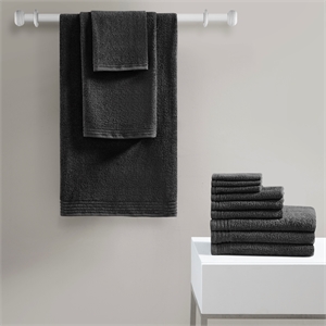 Olliix 510 Design Big Bundle 12-Piece Bath Towel Cotton in Black