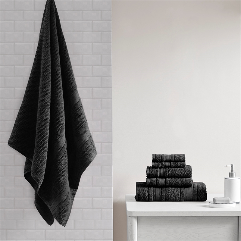 Olliix Madison Park Essentials Adrien 6-Piece Bath Towel Cotton in Black
