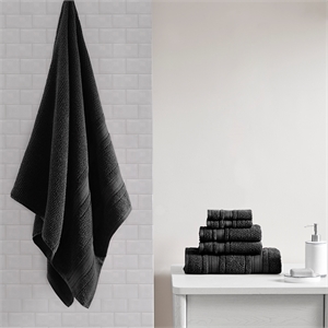 Olliix Madison Park Essentials Adrien 6-Piece Bath Towel Cotton in Black