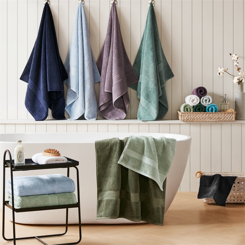 Olliix Madison Park Signature 800GSM 8-Piece Bath Towel Cotton in Olive Green