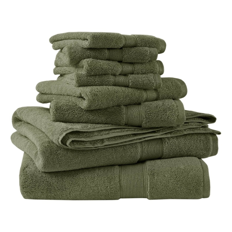 Olliix Madison Park Signature 800GSM 8-Piece Bath Towel Cotton in Olive Green