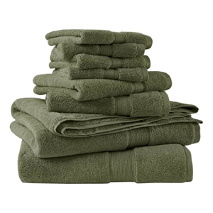 Olliix Madison Park Signature 800GSM 8-Piece Bath Towel Cotton in Olive Green