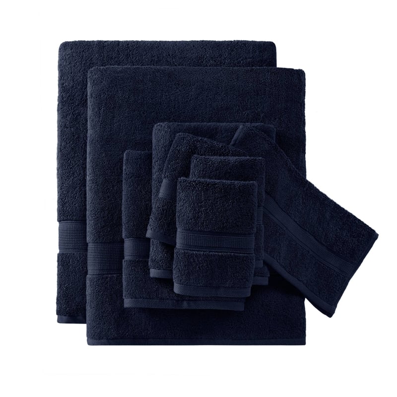 Olliix Madison Park Signature 800GSM 8-Piece Bath Towel Cotton in Dark Navy