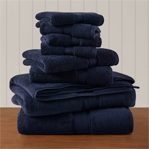 Olliix Madison Park Signature 800GSM 8-Piece Bath Towel Cotton in Dark Navy