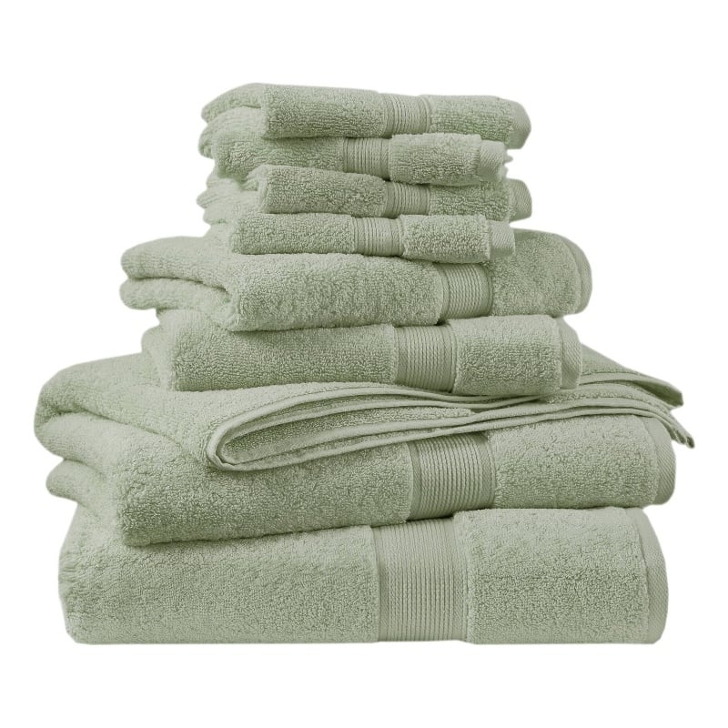 Olliix Madison Park Signature 800GSM 8-Piece Bath Towel Cotton in Sage Green