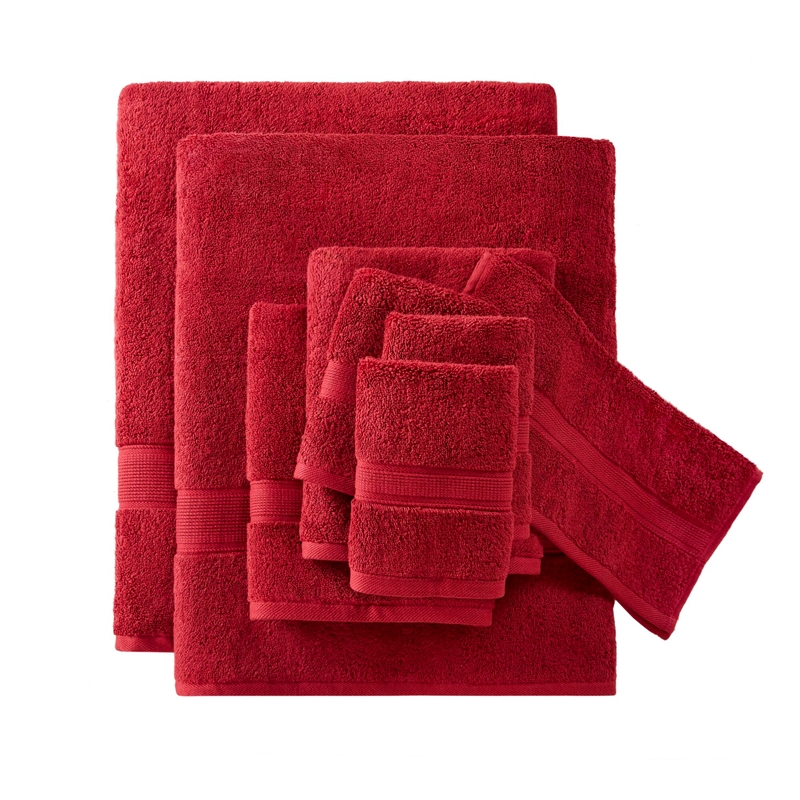 Olliix Madison Park Signature 800GSM 8-Piece Bath Towel Cotton in Bright Red