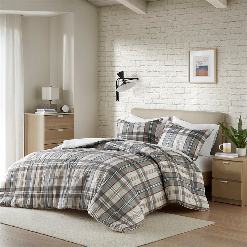 Olliix Intelligent Design Blake Full/Queen Duvet Mini Set Polyester in Tan/Gray