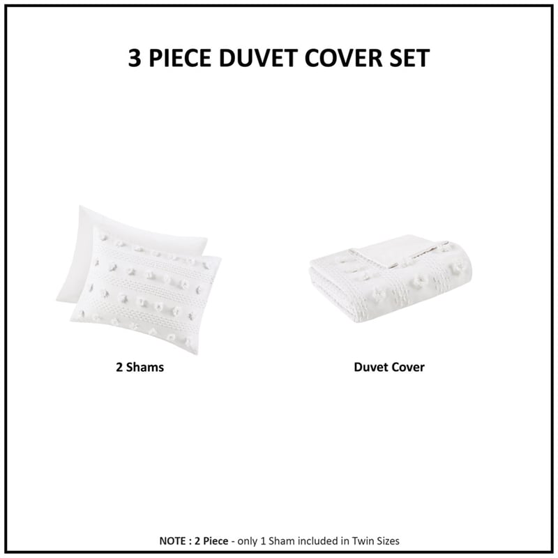 Olliix Intelligent Design Lucy Twin/Twin XL Duvet Mini Set Polyester in Ivory