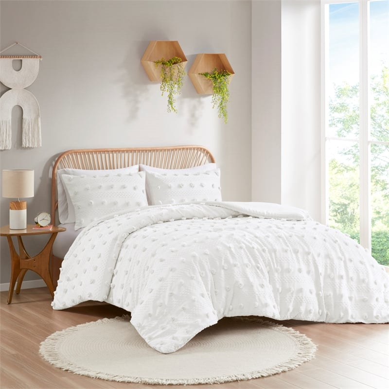 Olliix Intelligent Design Lucy Twin/Twin XL Duvet Mini Set Polyester in Ivory