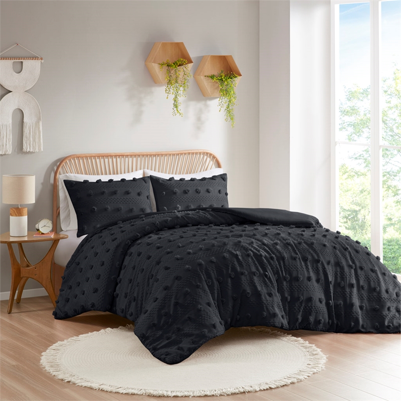 Olliix Intelligent Design Lucy Twin/Twin XL Duvet Mini Set Polyester in Black
