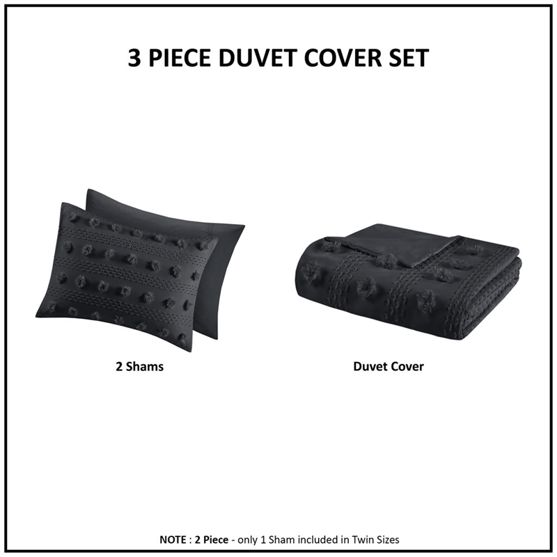 Olliix Intelligent Design Lucy Full/Queen Duvet Mini Set Polyester in Black