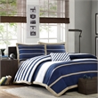 Olliix Intelligent Design Ashton Full/Queen Duvet Cover Set in Khaki/Navy