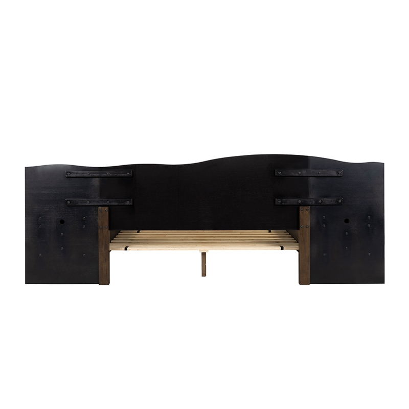 Olliix INK+IVY Clark Wood Queen Bed Frame With Nightstands in Dark Brown