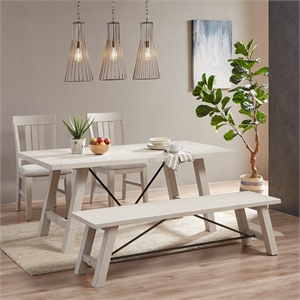 Olliix INK+IVY Sonoma 4-Piece Dining Set Wood/Fabric in Reclaimed White