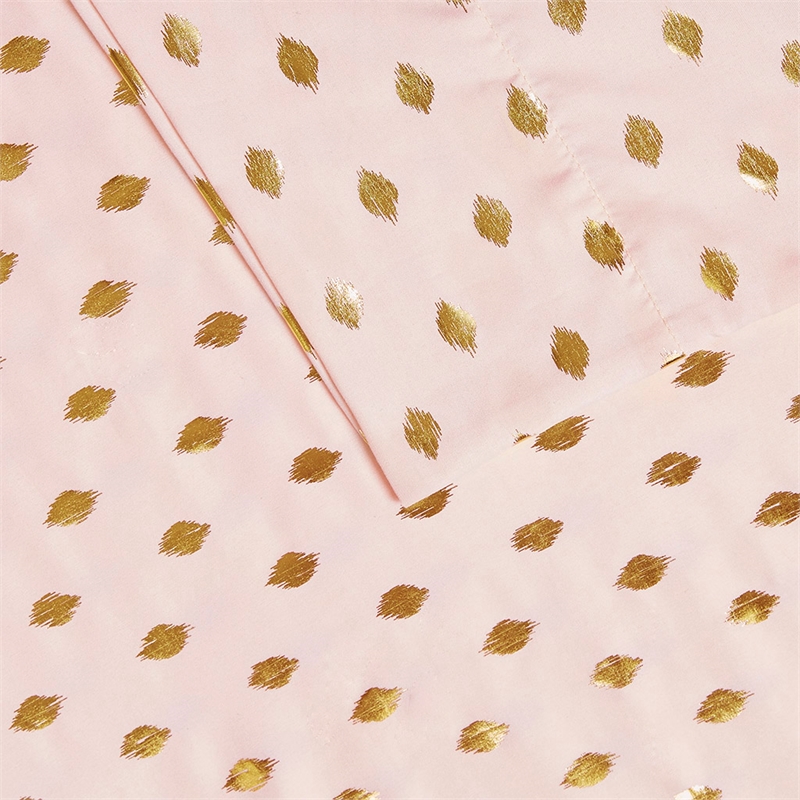 Olliix Intelligent Design Metallic Dot Full Sheet Set Microfiber in Blush/Gold