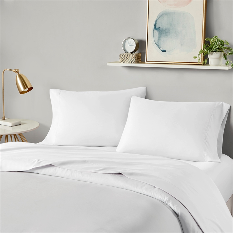 Olliix Intelligent Design Microfiber King Sheet Set Polyester in White