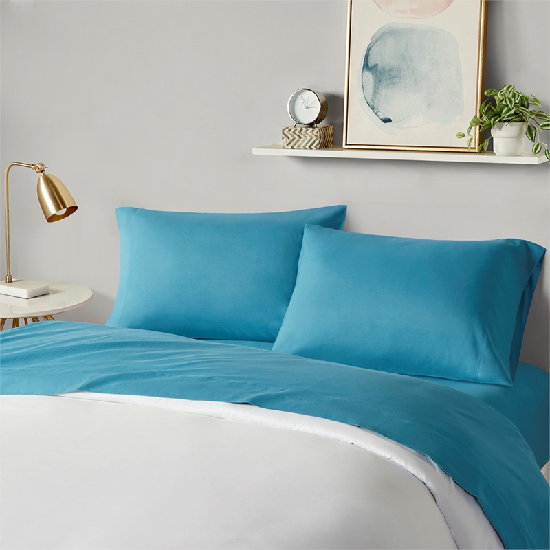 Olliix Intelligent Design Microfiber King Sheet Set Polyester in Teal