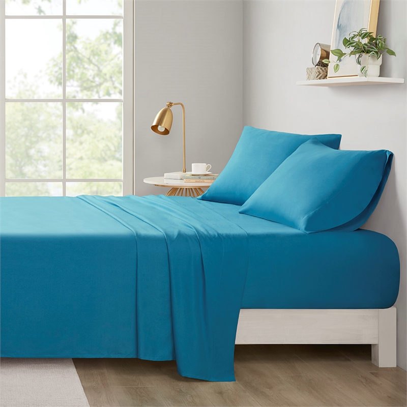Olliix Intelligent Design Microfiber King Sheet Set Polyester in Teal