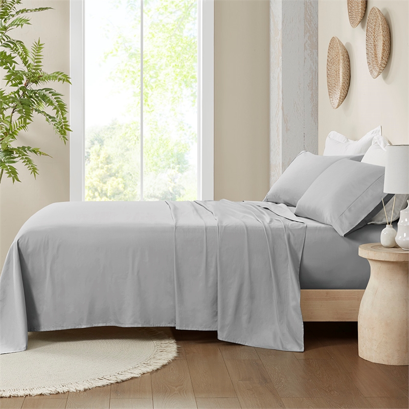 Olliix Madison Park 300 Thread Count Organic King Sheet Set in Grey