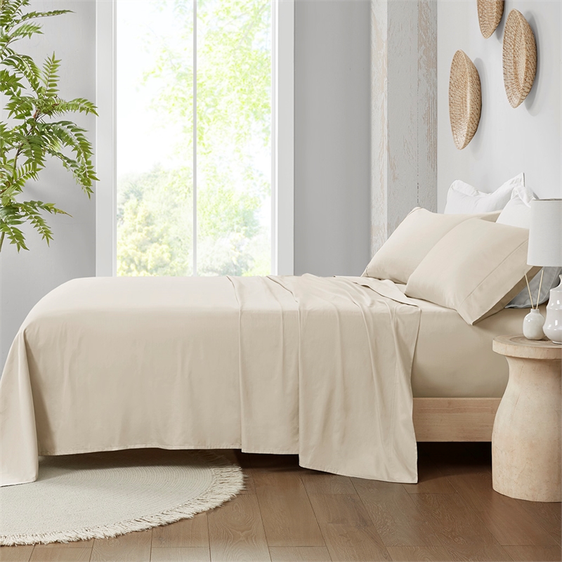 Olliix Madison Park 300 Thread Count Organic King Sheet Set in Taupe