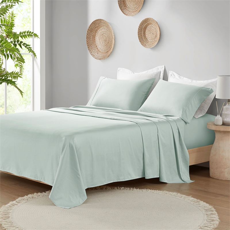 Olliix Madison Park 300 Thread Count Organic King Sheet Set in Aqua