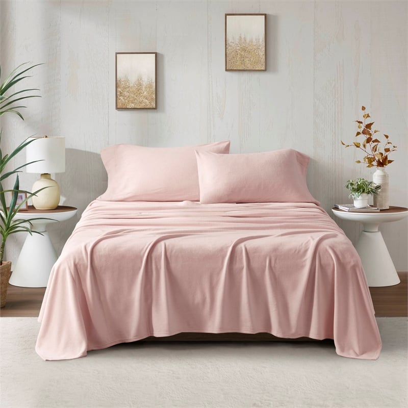 Olliix True North by Sleep Philosophy Micro Fleece Twin Sheet Set in Blush