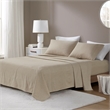Olliix Beautyrest Oversized Flannel Full Sheet Set in Beige/White Stripes