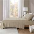 Olliix Beautyrest Oversized Flannel Full Sheet Set in Beige/White Stripes