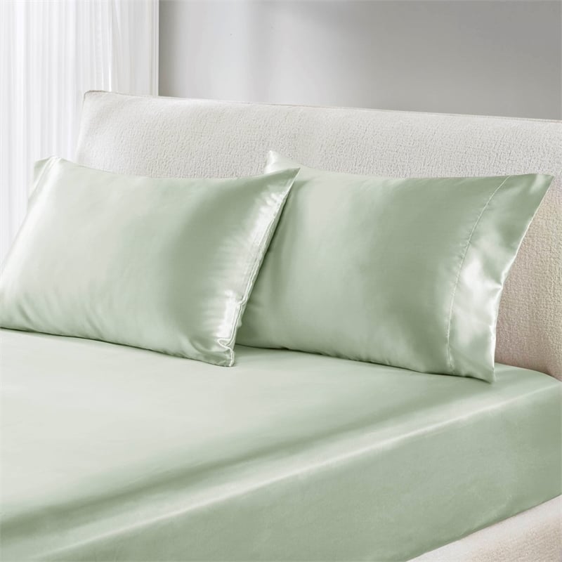 Olliix Madison Park Essentials Satin King 2PCS Pillowcase Polyester in Sage