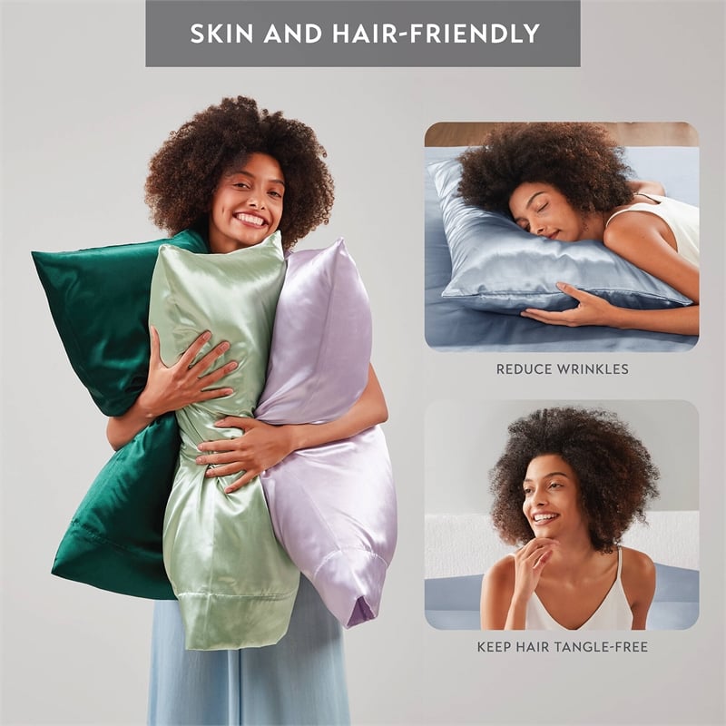 Olliix Madison Park Essentials Satin King 2PCS Pillowcase Polyester in Blue
