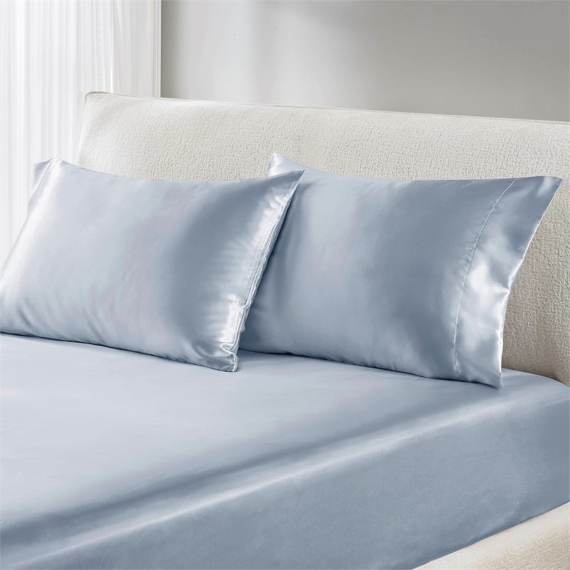 Olliix Madison Park Essentials Satin King 2PCS Pillowcase Polyester in Blue