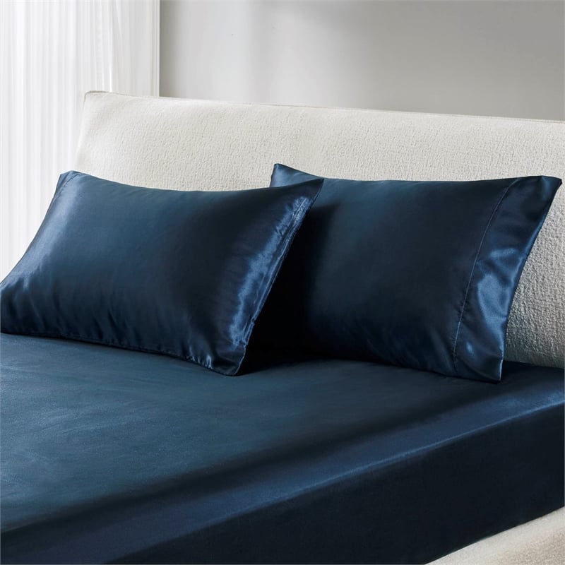 Olliix Madison Park Essentials Satin King 2PCS Pillowcase in Midnight Blue