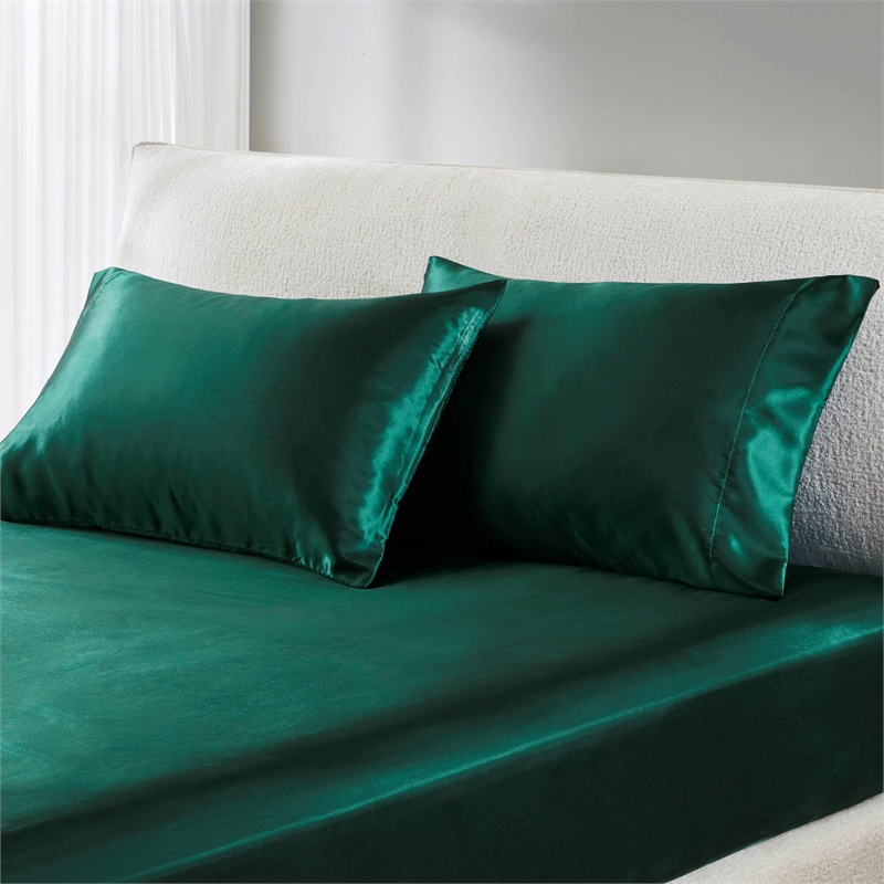 Olliix Madison Park Essentials Satin King 2PCS Pillowcase Polyester in Emerald