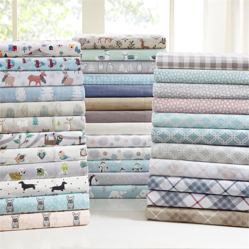 Olliix True North by Sleep Philosophy Cozy Flannel Full Sheet Set in White