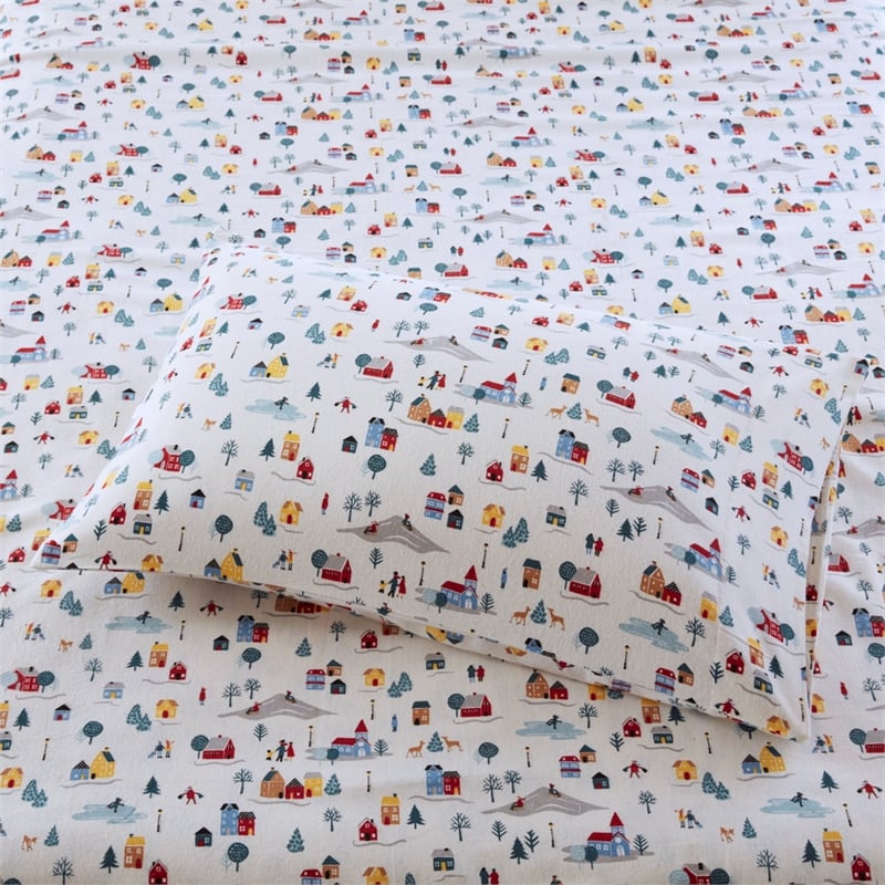 Olliix True North by Sleep Philosophy Cozy Flannel Full Sheet Set in White