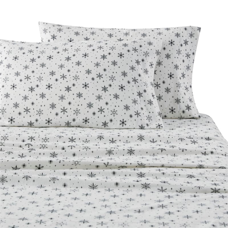 Olliix True North by Sleep Philosophy Cozy Flannel King Sheet Set in Black
