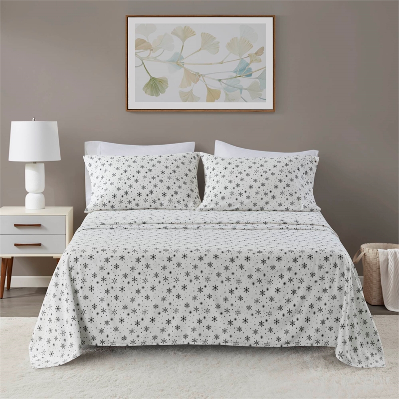 Olliix True North by Sleep Philosophy Cozy Flannel King Sheet Set in Black