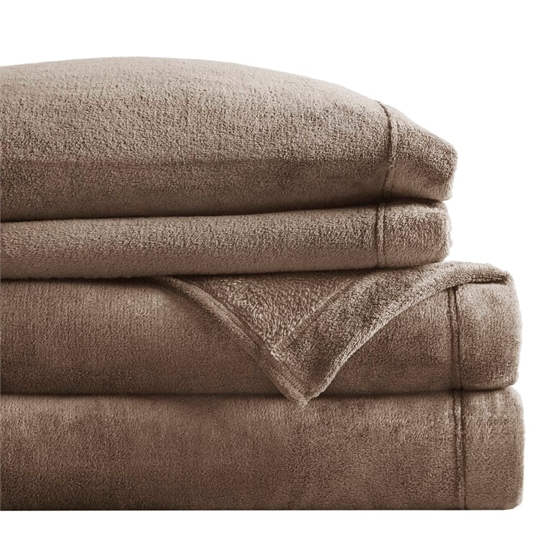 Olliix True North by Sleep Philosophy Soloft Plush Full Sheet Set in Brown