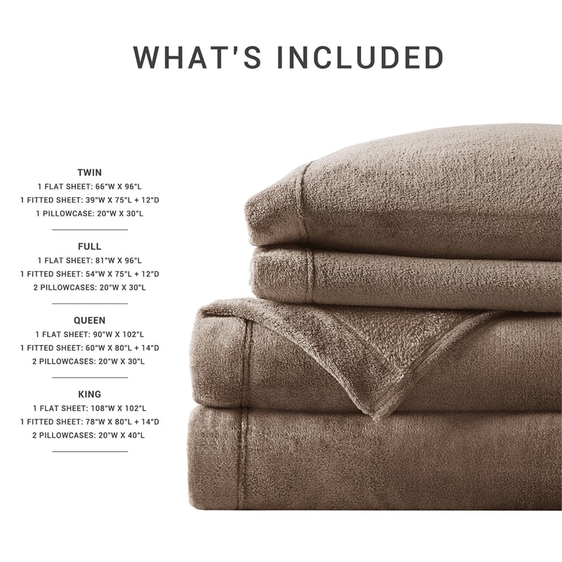 Olliix True North by Sleep Philosophy Soloft Plush Full Sheet Set in Brown