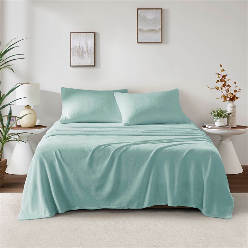 Olliix True North by Sleep Philosophy Soloft Plush King Sheet Set in Aqua