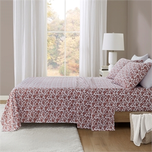 Olliix Beautyrest Oversized Cotton Flannel Full Sheet Set Cotton in Rust Floral