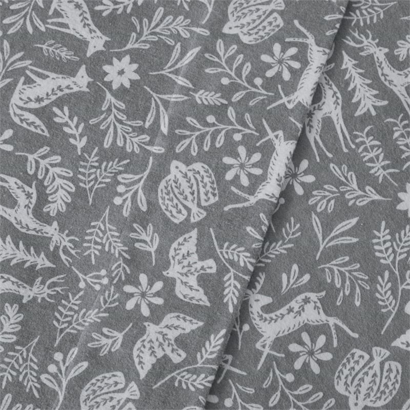 Olliix Beautyrest Oversized Flannel Full Sheet Set in Sage Winter Fauna