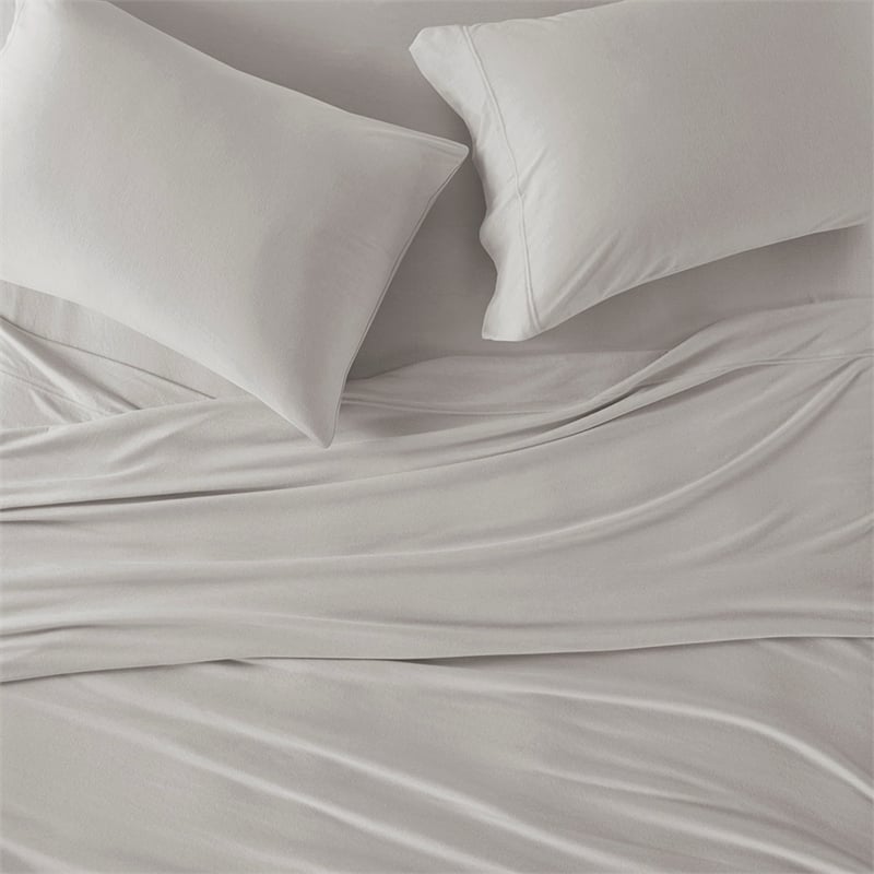 Olliix Intelligent Design Cotton Blend Jersey Knit King Sheet Set Cotton in Grey