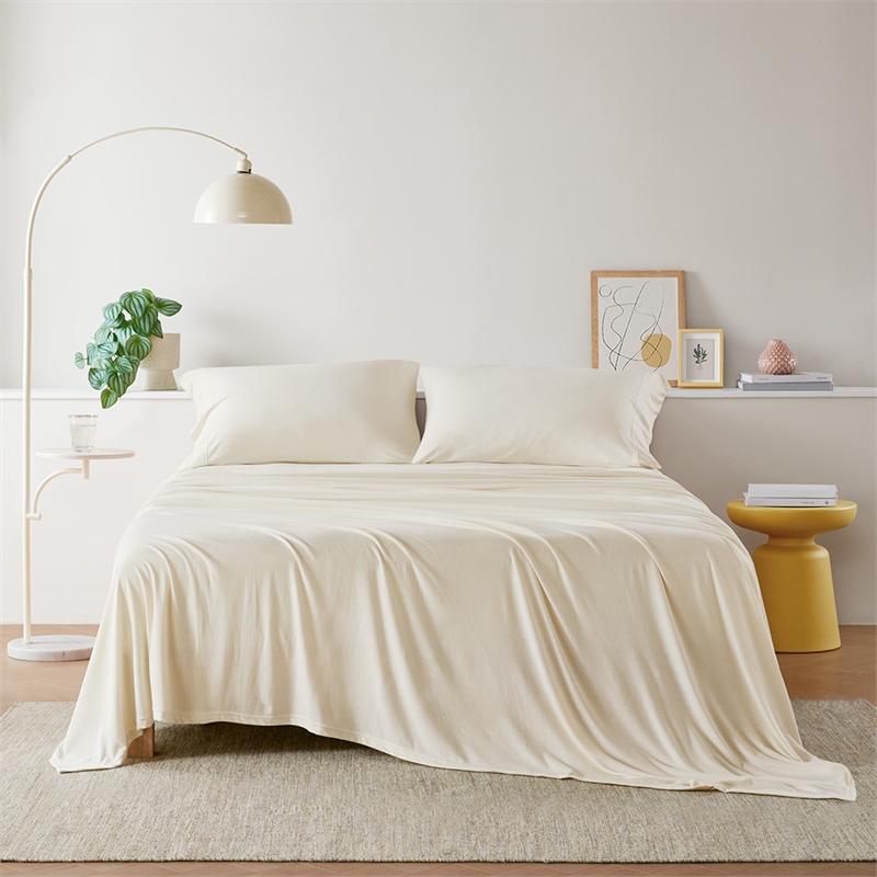 Olliix Intelligent Design Blend Jersey Knit Twin Sheet Set in Cream