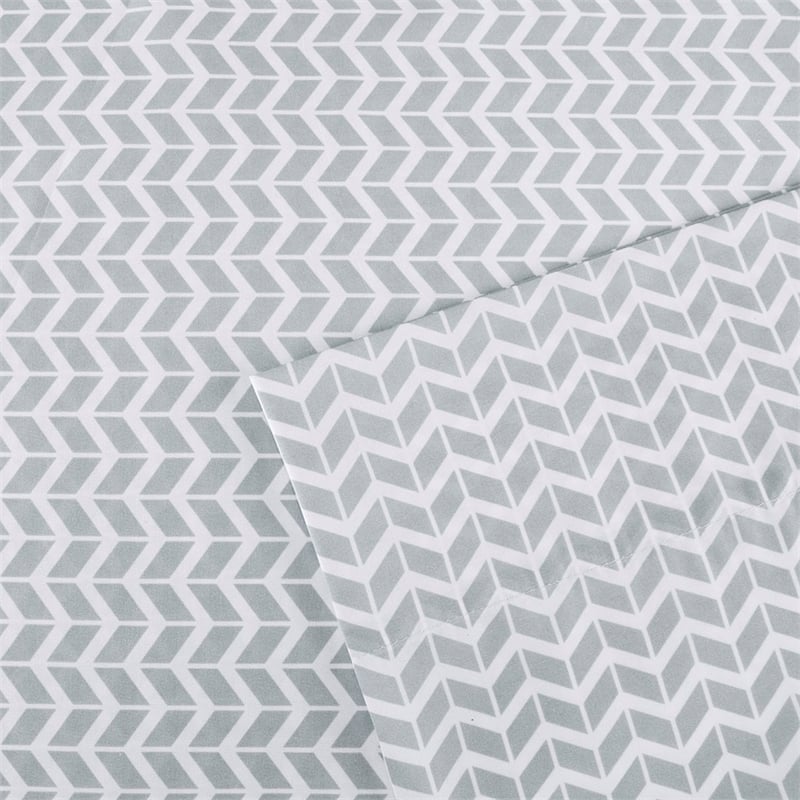 Olliix Intelligent Design Chevron Twin Sheet Set Polyester in Grey