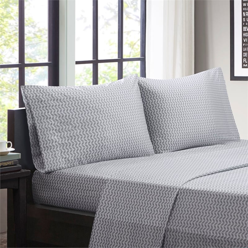 Olliix Intelligent Design Chevron Twin Sheet Set Polyester in Grey