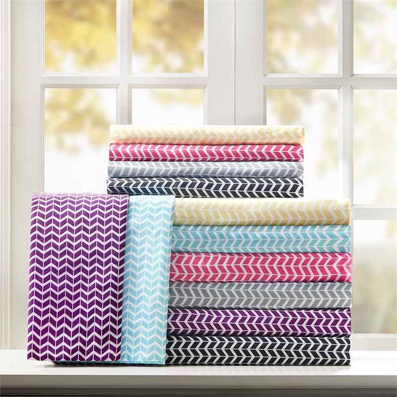Olliix Intelligent Design Chevron Twin Sheet Set Polyester in Aqua